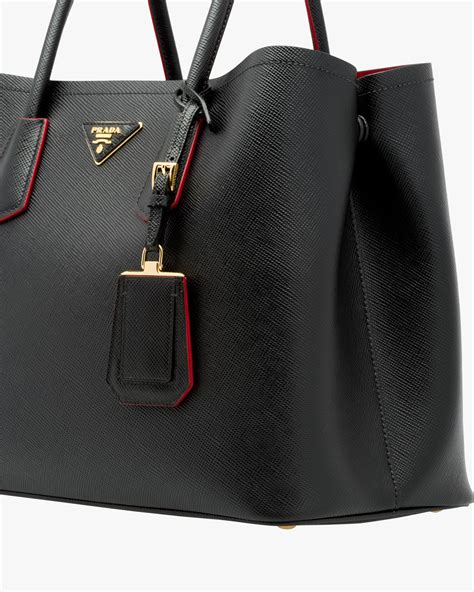 prada double bag red lining|prada double leather tote.